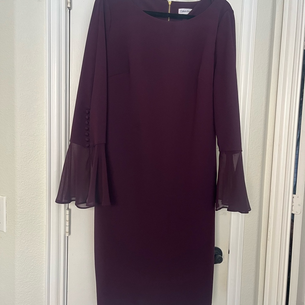 Calvin Klein Deep Purple Long Sleeve Dress